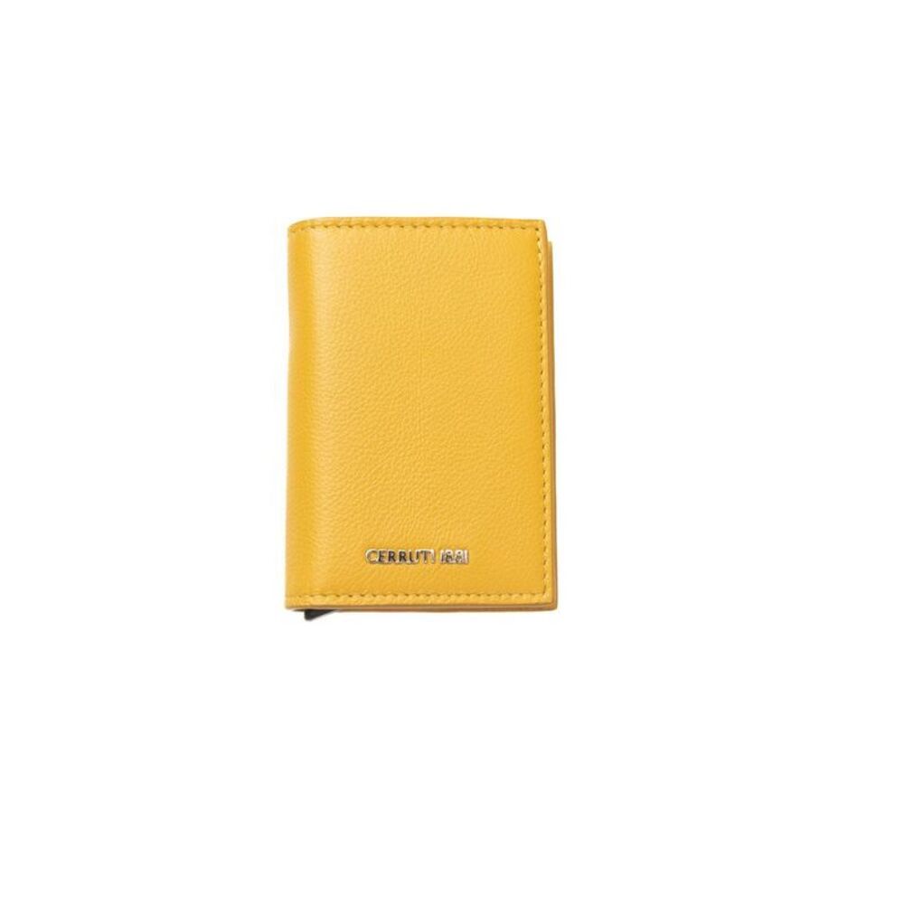 Cerruti 1881 Yellow Leather Card Holder Men Yellow Wallets